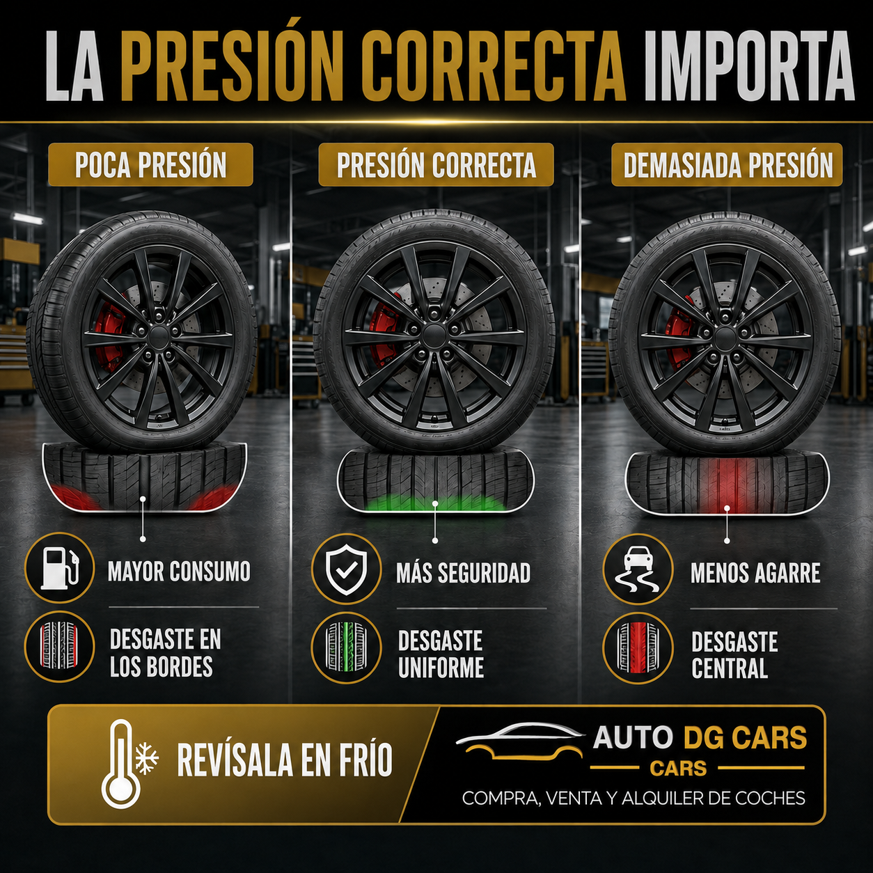 Guía visual sobre la presión correcta de los neumáticos
